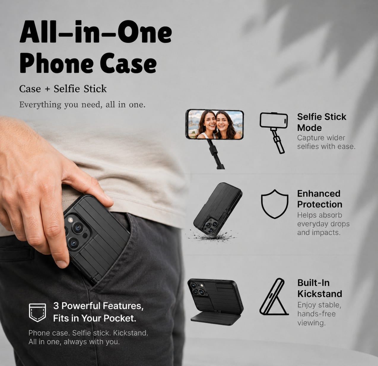 ClickCase™ Selfie Stick Phone Case